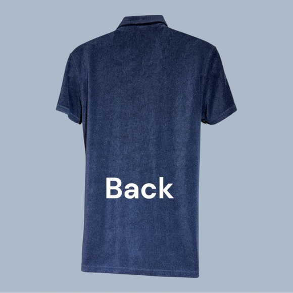 Soft French Terry Button Shirt with Collar Persian Blue 1 Pocket, Size Small - Picture 3 of 6